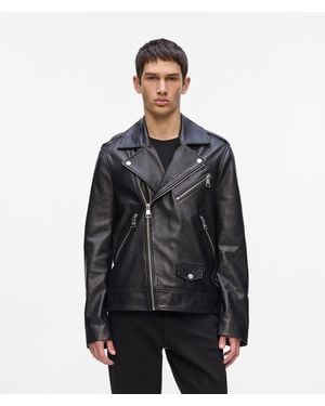 KARL LAGERFELD Karl Essential Leather Jacket - Black