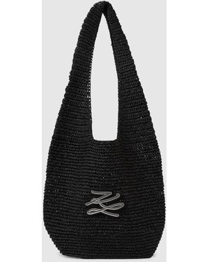 KARL LAGERFELD K/Autograph Crochet Hobo Bag - Black