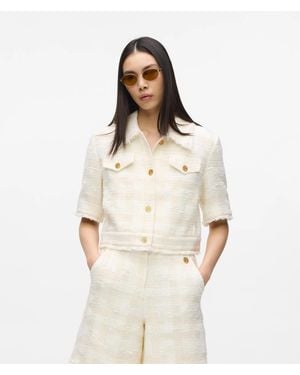 KARL LAGERFELD Short-Sleeved Bouclé Blazer - Natural