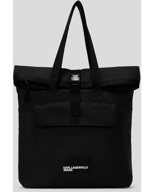 Karl Lagerfeld Roll Top Tote Bag - Black
