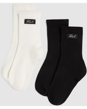 KARL LAGERFELD Signature Socken Mit Logo – 2Er-Set, Damen, Größe - Schwarz