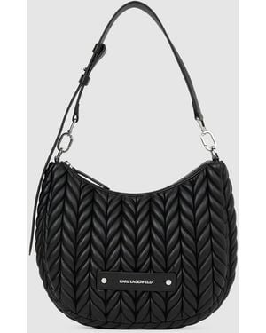 KARL LAGERFELD K/Weave Small Hobo Bag - Black