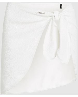KARL LAGERFELD Textured Faux-Pearl Pareo - White