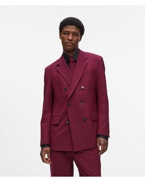 KARL LAGERFELD Double-Breasted Blazer - Red