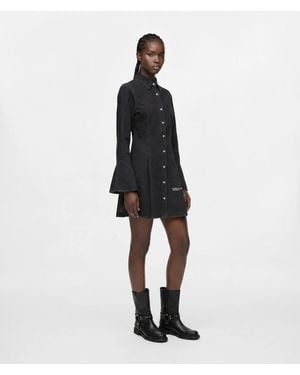 KL Jeans Flared-Sleeve Denim Dress - White