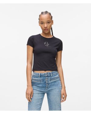 KL Jeans Studded Monogram T-Shirt - Blue