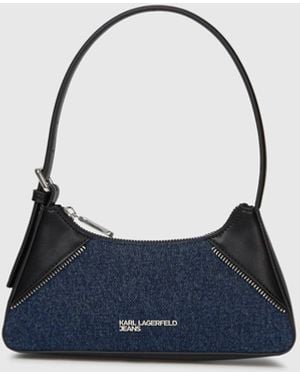 KL Jeans Rebel Denim And Faux-Leather Shoulder Bag - Blue