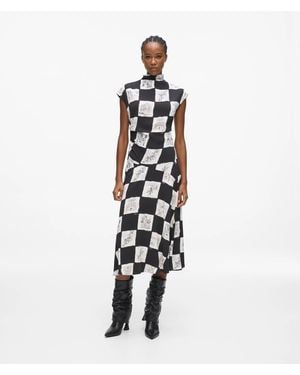 KARL LAGERFELD High Neck Midi Dress, Multicoloured - White