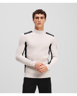 Karl Lagerfeld Panelled Turtleneck Jumper - Natural