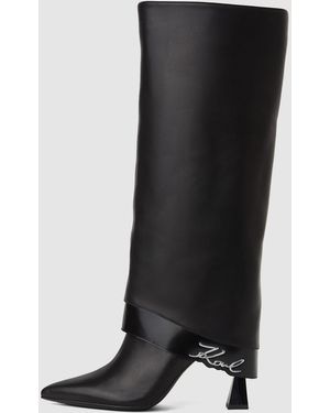 KARL LAGERFELD Debutante Tall Fold-Down Boots - Black