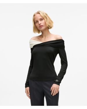 KARL LAGERFELD Off-Shoulder Top - Black