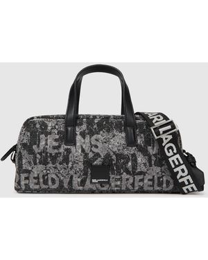 KL Jeans Denim Graphic Print Bowling Bag - Black