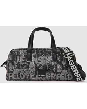 KL Jeans Denim Graphic Print Bowling Bag - Black