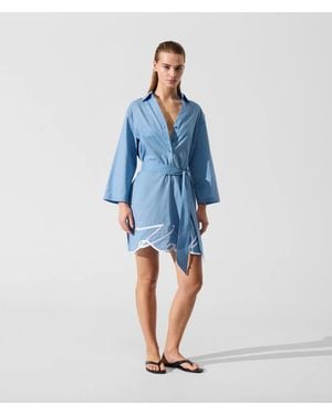 KARL LAGERFELD K/Signature Beach Shirt Dress - Blue