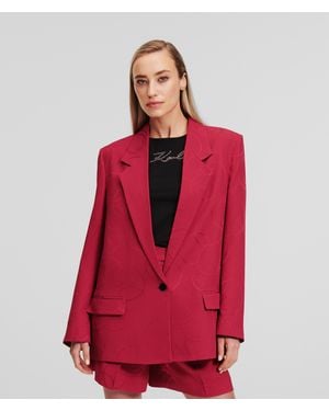 Karl Lagerfeld Patterned-Jacquard Satin Blazer - Red