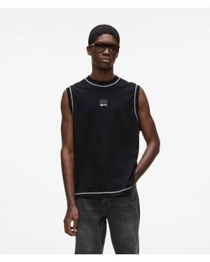KL Jeans Relaxed Contrast Stitch Tank Top - Black
