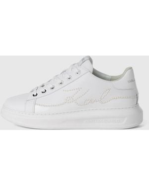 KARL LAGERFELD Kapri Faux-Pearl Signature Trainers - White