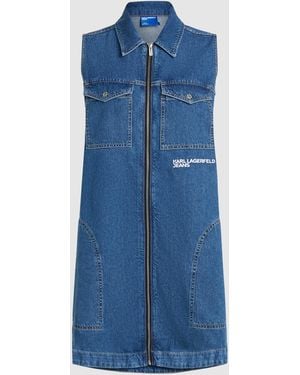 KL Jeans Zip-Front Denim Dress - Blue