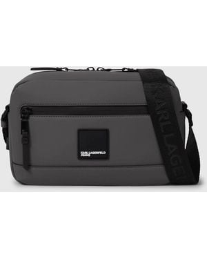 KL Jeans Coated Technical-Leather Crossbody Bag - Black