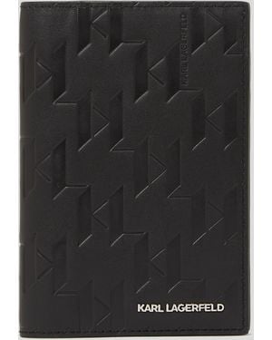 Karl Lagerfeld K/loom Leather Passport Holder - Black