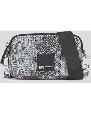 KL Jeans Snake-effect Mini Crossbody Bag - Grey