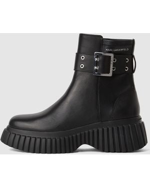 KL Jeans Kreeper Mid-Calf Wedge Boots - Black