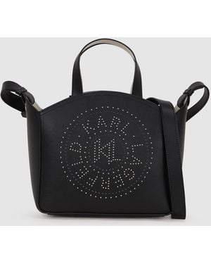 KARL LAGERFELD K/Circle Small Studded Tote Bag - Black