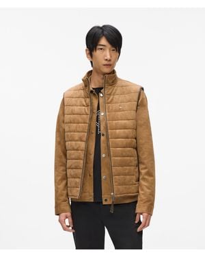 KARL LAGERFELD Quilted Faux Suede Gilet - Natural