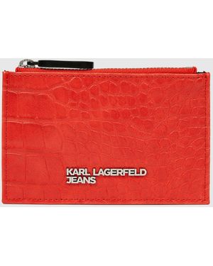KL Jeans Metal Logo Croco Cardholder - Red