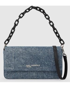 KL Jeans Denim Chain Top Handle Bag - Blue