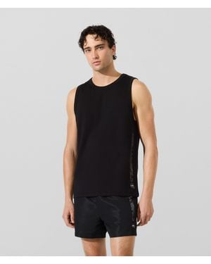 KARL LAGERFELD Ikon Metallic Beach Tank Top - Black