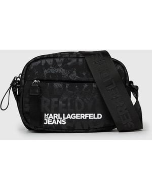 KL Jeans Nylon Graphic Print Camera Bag - Black