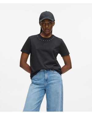 KARL LAGERFELD Studded Signature T-Shirt - Blue
