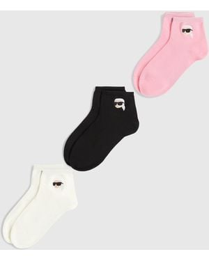 KARL LAGERFELD Ikon Short Socks – 3-Pack - Pink