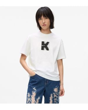 KL Jeans T-Shirt Avec Motif K, Femme, Taille - Blanc