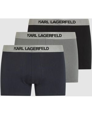 KARL LAGERFELD Metallic Logo Trunks – 3-Pack - Grey