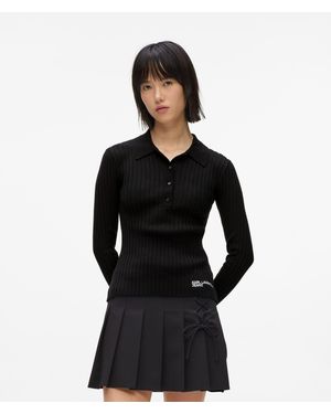 KL Jeans Long-Sleeved Knitted Polo Shirt - Black
