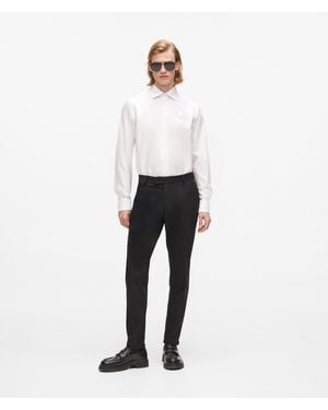 KARL LAGERFELD Faux-Leather Detail Trousers - White