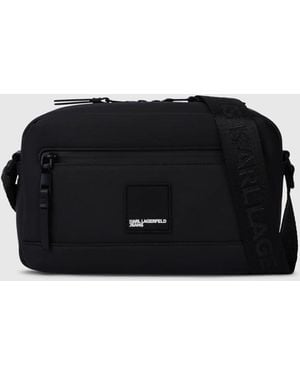 KL Jeans Coated Technical-Leather Crossbody Bag - Black
