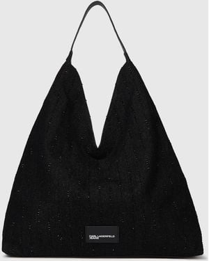KL Jeans Pinstripe Denim Trapeze Shopper - Black