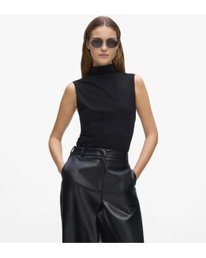 KARL LAGERFELD Mock-Neck Tank Top - Black