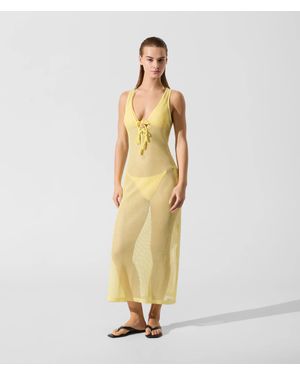 KARL LAGERFELD Signature Crochet Beach Dress - Metallic
