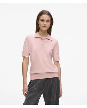 KARL LAGERFELD Merino Wool Polo Shirt - Pink