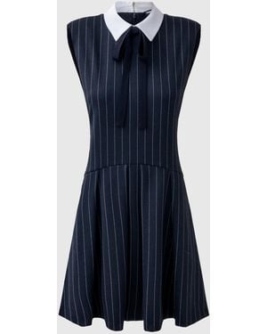 KARL LAGERFELD Pinstripe Knitted Sleeveless Dress - Blue