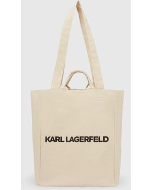 KARL LAGERFELD Logo Tall Tote Bag - Natural