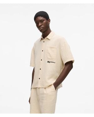 KL Jeans Short-Sleeved Crinkled Shirt - Natural
