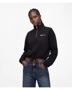 KL Jeans Half-Zip Drawcord Hem Sweatshirt - Blue