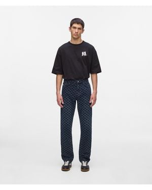 KARL LAGERFELD All-Over Monogram Jeans - Blue