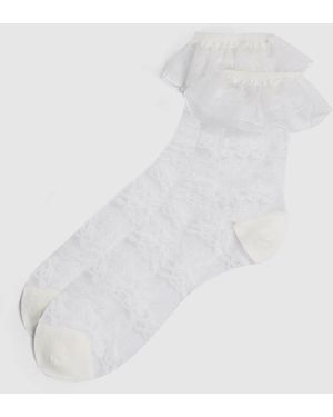 KARL LAGERFELD Signature Ruffle Socks - White