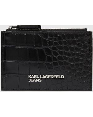KL Jeans Metal Logo Croco Cardholder - Black
